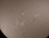 Transit Mercurius in H-alfa, Foto van Janos Barabas  